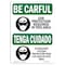 Signmission OSHA CAREFUL, Eye Protection Required Bilingual, 10in X 7in Rigid Plastic, 7" H, 10" W, Landscape OS-BC-P-710-L-10027 - alternate 1